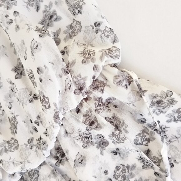 !NEW! GUESS White Floral Print Dress Spaghetti Straps and Flowy Asymmetrical Hem - Picture 6 of 8